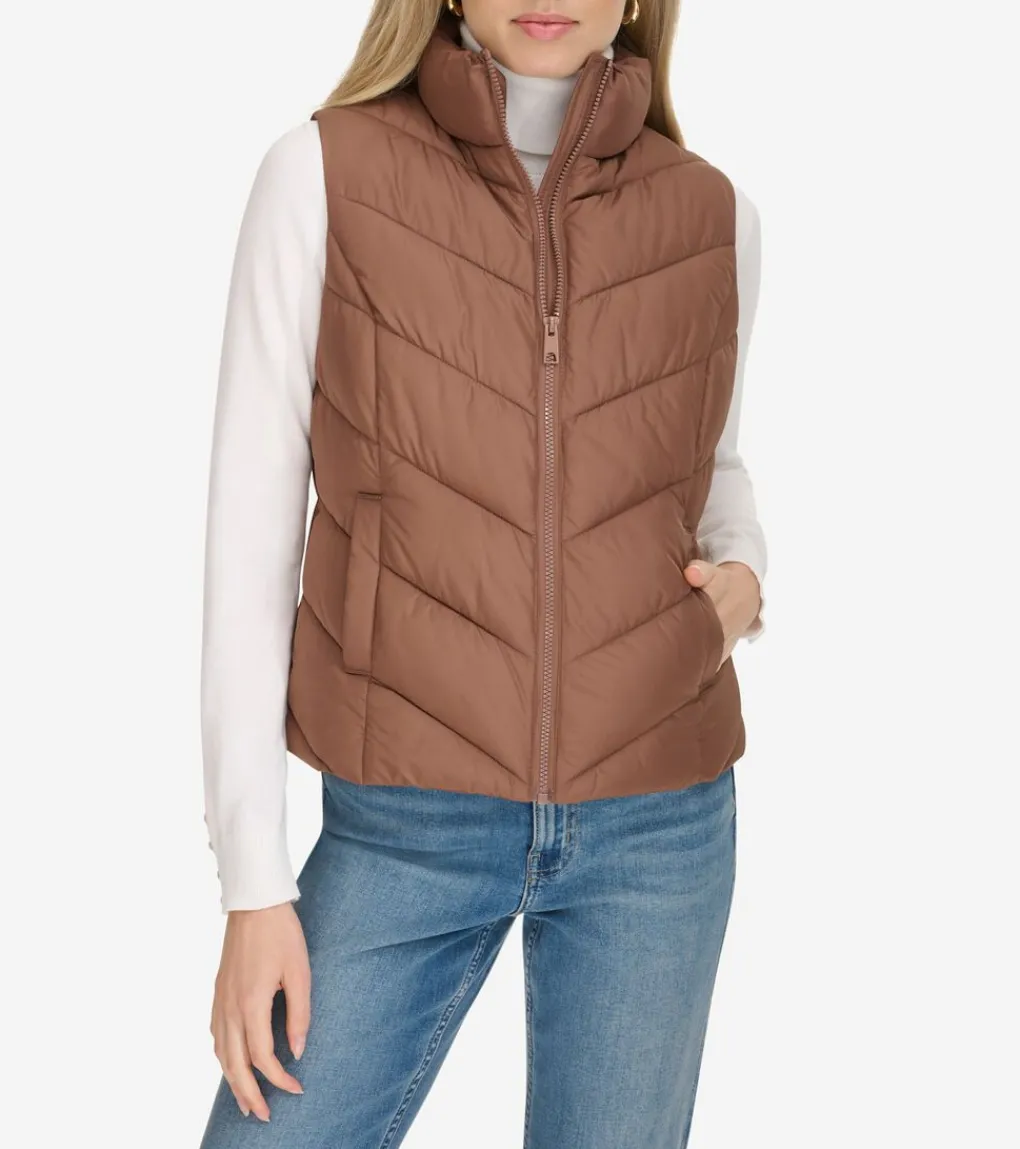 Chevron Polyfill Zip Front Vest*Cole Haan Cheap