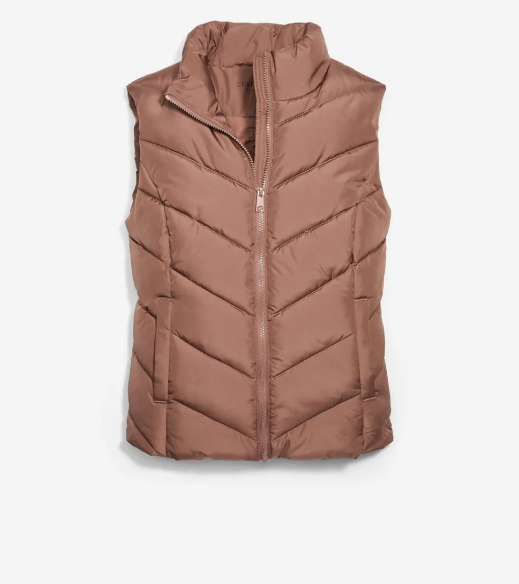 Chevron Polyfill Zip Front Vest*Cole Haan Cheap