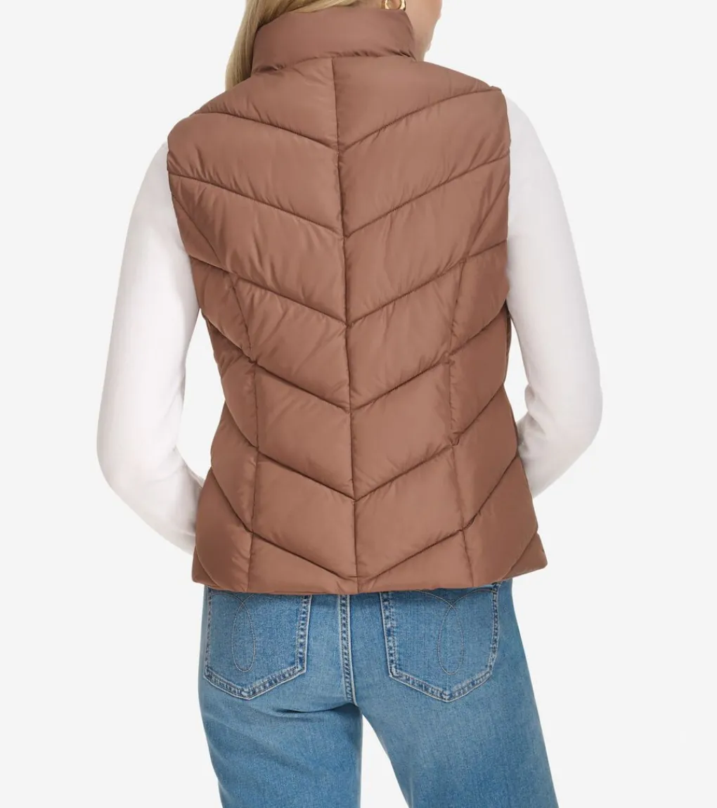 Chevron Polyfill Zip Front Vest*Cole Haan Cheap