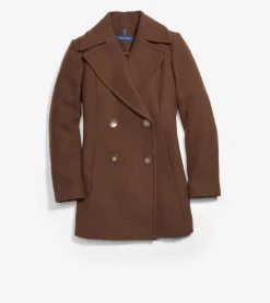 Fine Wool Twill Double Breasted Peacoat*Cole Haan Hot