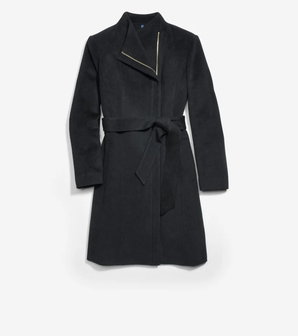 Moulded Collar Slick Wool Belted Coat*Cole Haan Discount