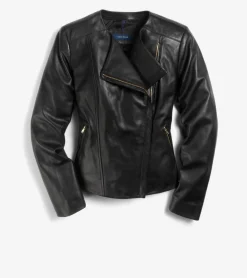 Women's Asymmetrical Leather Jacket*Cole Haan Best Sale