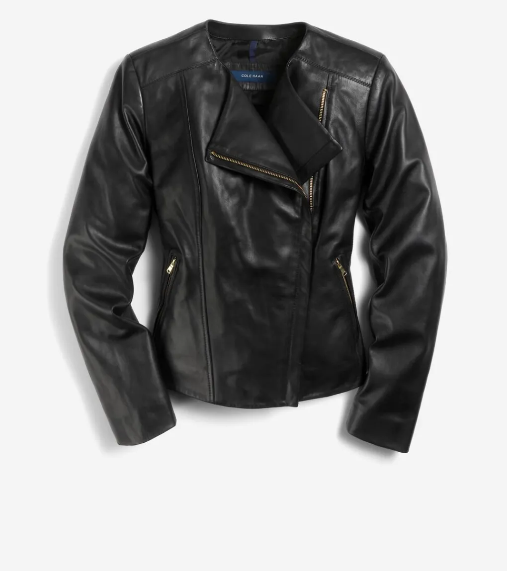Women's Asymmetrical Leather Jacket*Cole Haan Best Sale