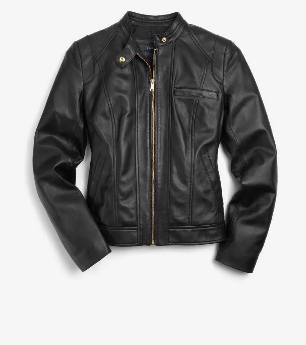 Women's Lambskin Leather Jacket*Cole Haan Best Sale