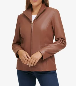Women's Wing Collar Leather Jacket*Cole Haan Sale